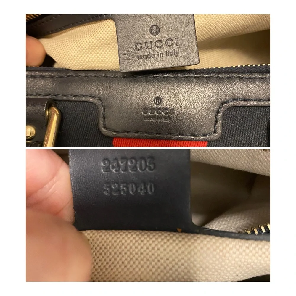 SOLD- AUTHENTIC GUCCI Canvas/leather Vintage Boston Bag Crossbody Red/Navy - Picture 9 of 15